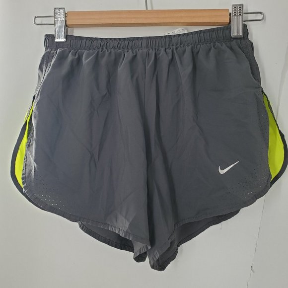 Womens Nike‎ Dri-Fit Double Layered Grey With Neon Trim Athletic Shorts Small - Picture 1 of 3